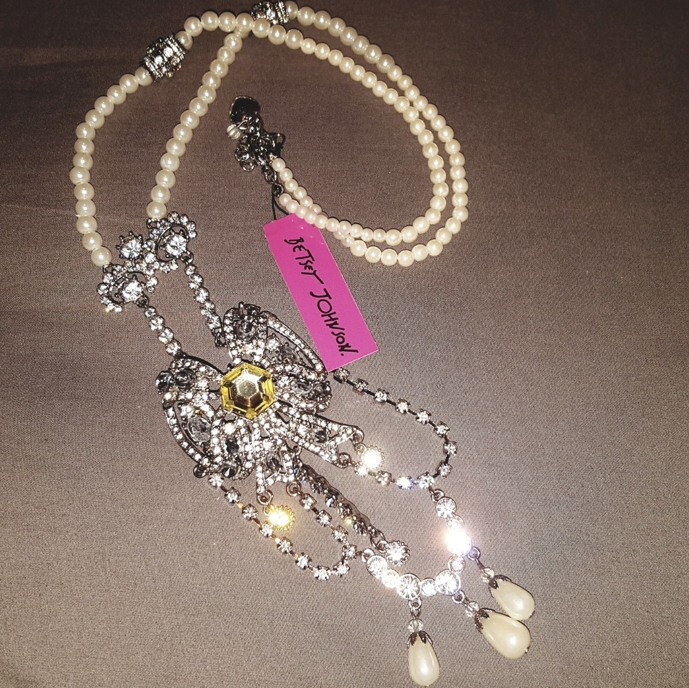 Betsey Johnson Pretty Punk Pearl long necklace NWT - Picture 8 of 8